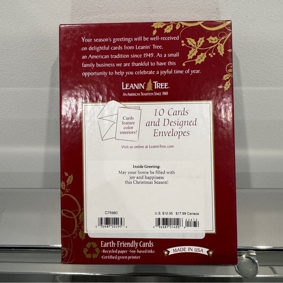 Leanin’ Tree Deck the Halls Christmas Cards and Envelopes - Picture 2 of 2